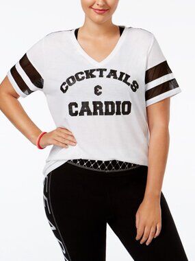 Material Girl Womens Active Plus Size Sparkle Graphic T-Shirt